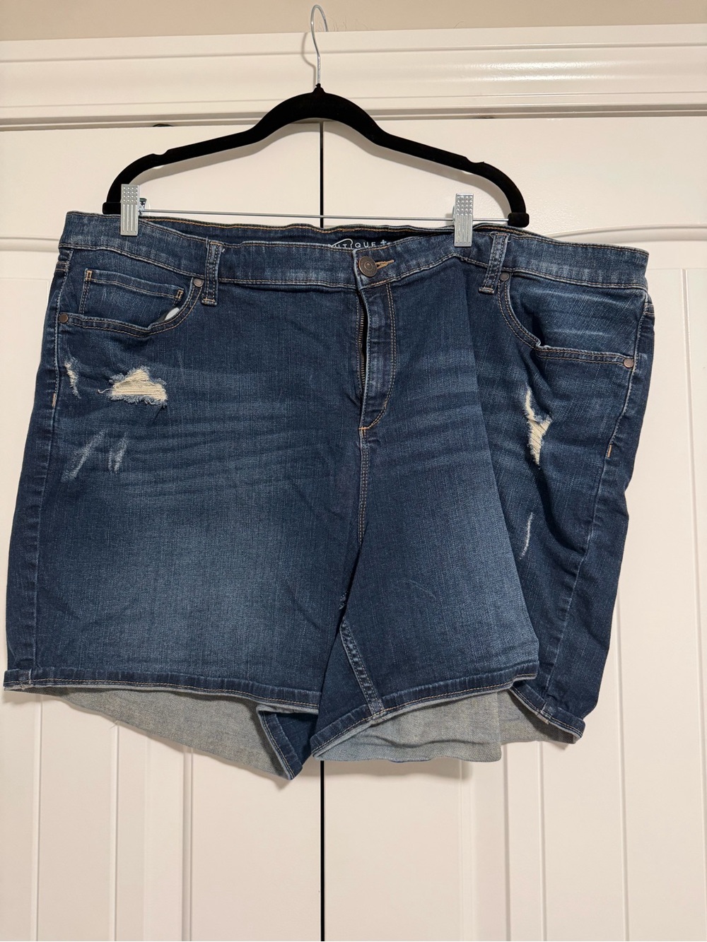 Boutique 9 Dark Blue Distressed Denim Jean Shorts